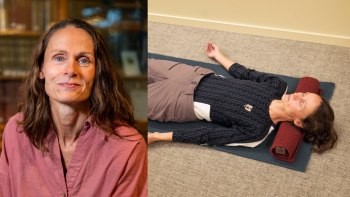 The image features a portrait of the Student Humanist alongside a photo of someone lying on a blanket, illustrating relaxation.